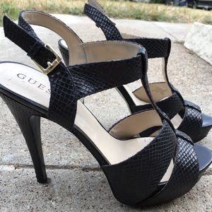 Guess Women’s Sexy Black Snakeskin Heels